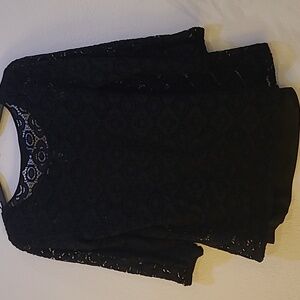 APT. 9, S, Black Lace Top With Undershirt